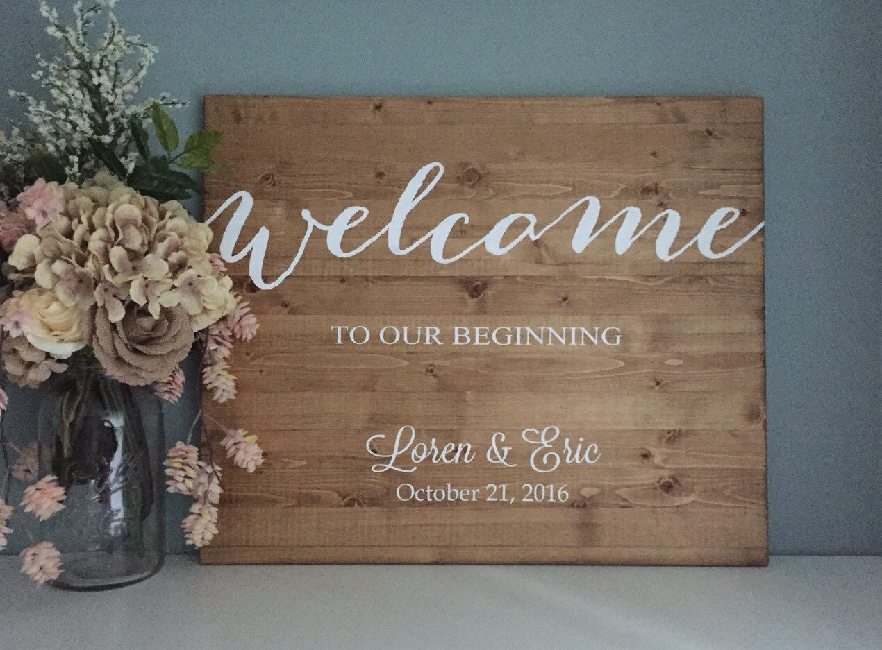 Rustic Wood Wedding Sign / Wedding Welcome Sign by TheRusticEarth