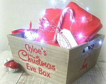 personalised Christmas eve box, wooden box, christmas eve, gifts for children, xmas eve box, surprise christmas gift, wooden Christmas box