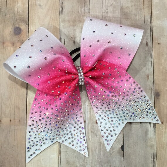 Rhinestone cheer bow pink bow cheerleader gift by BoldBOWtique