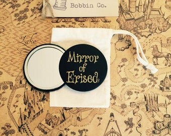 Harry Potter Inspired Embroidered Mirror of Erised Pocket Mirror Embroidered Mirror Handmade Mirror and Cotton Bag Harry Potter Gift