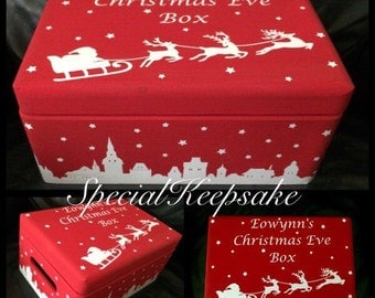 Personalised Christmas Eve Box Storage Fun Festive Treats Children Magical Memories Solid Pine