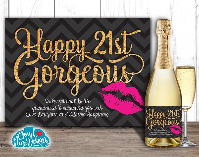 21st birthday champagne wine label birthday gift for her