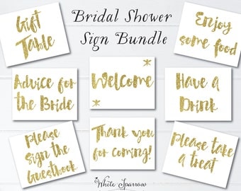 Gold Bridal Shower Signs, 8x10. Bridal Shower Decorations. Gold Bridal Shower. Bridal Shower Sign, signs for bridal shower, gold shower