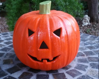 Halloween - Pumpkin - Jack O Lantern - Ceramic Pumpkin - Ceramic - Home Decor - Decoration - Candle - Halloween Decor - Light Up Pumpkin -