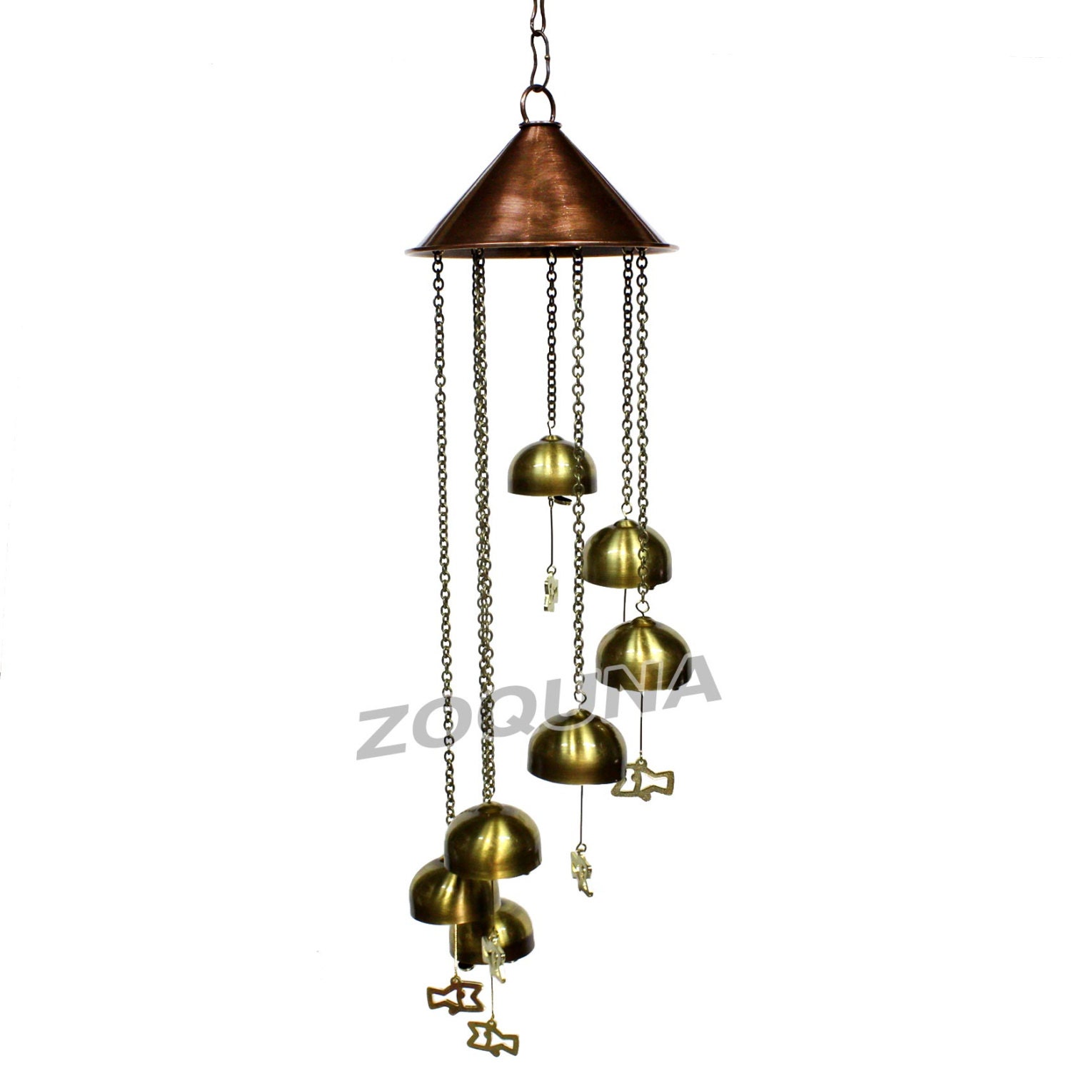 Brass Wind Chime Handmade 7 Hanging Chain Bells Home