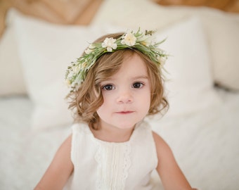 Tieback Flower Crown Headband, Newborn Photo Prop, Baby Tieback Flower Crown, Baby Flower Crown, Toddler Flower Crown, Girls Flower Crown