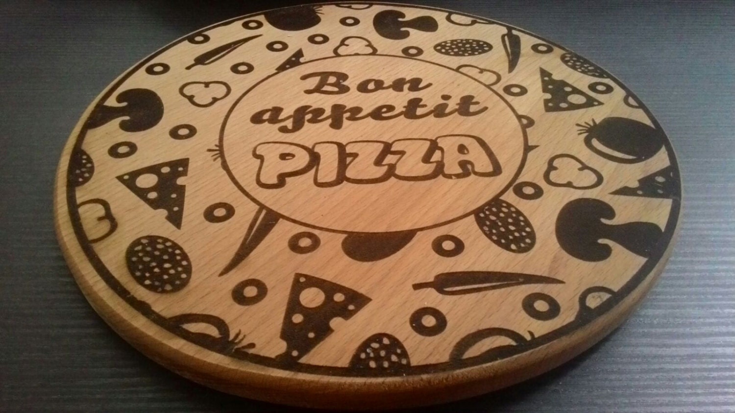 Wooden Pizza Board PIZZA Laser engraved pizza board by SugaryHome