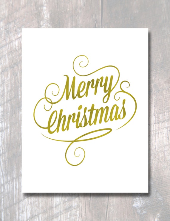 Items similar to Merry Christmas Sign, Christmas Decoration, Gold Foil ...