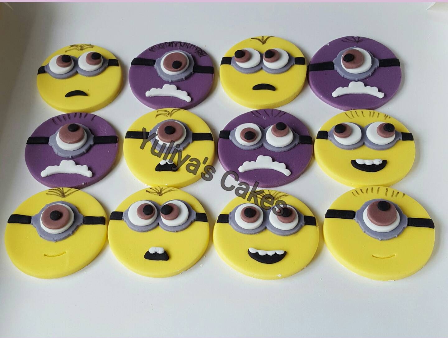 6 Edible minion cake/cupcakes topperspurplehandmade birthday