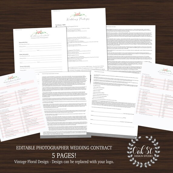 photographer wedding contract business files photographer business