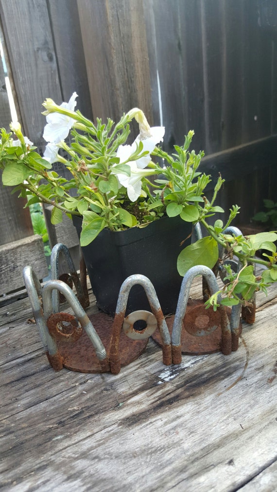 Vintage Upcycled Flower Pot Garden Decor Metal by ANTFOUNDANTIQUES