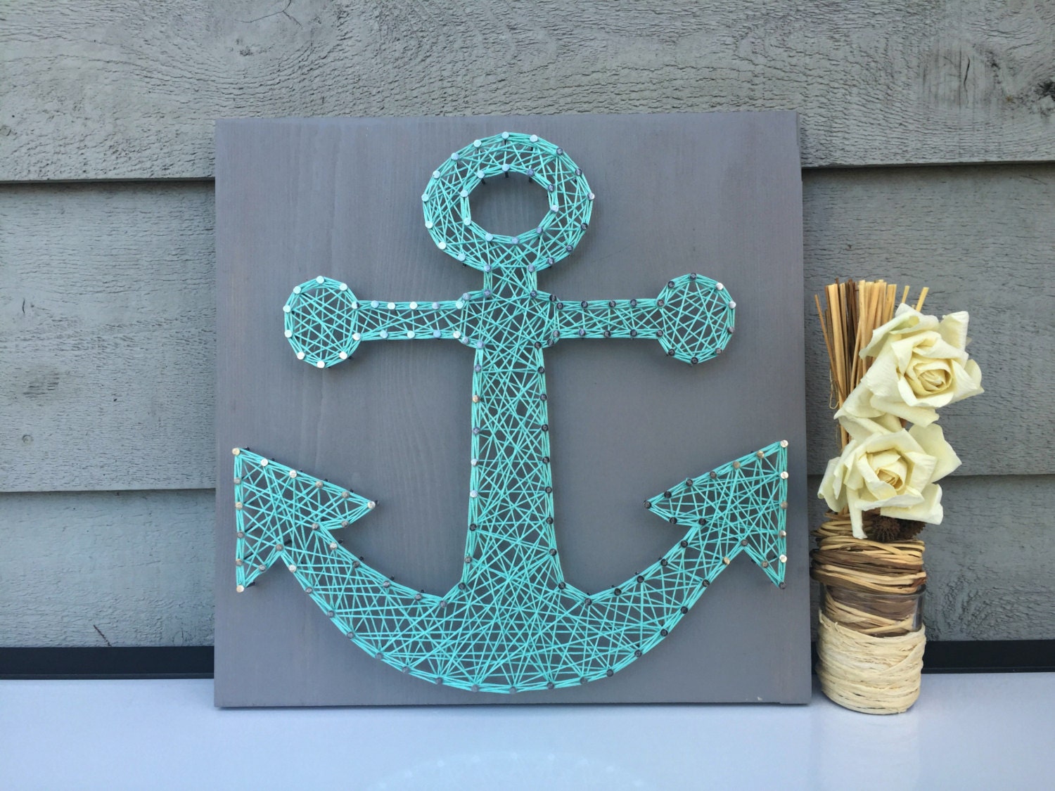 Anchor String Art Handmade Custom Color Ocean Decor