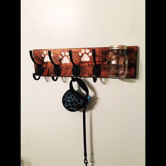 Dog leash holder wall mounted mason jar by palletinspirations