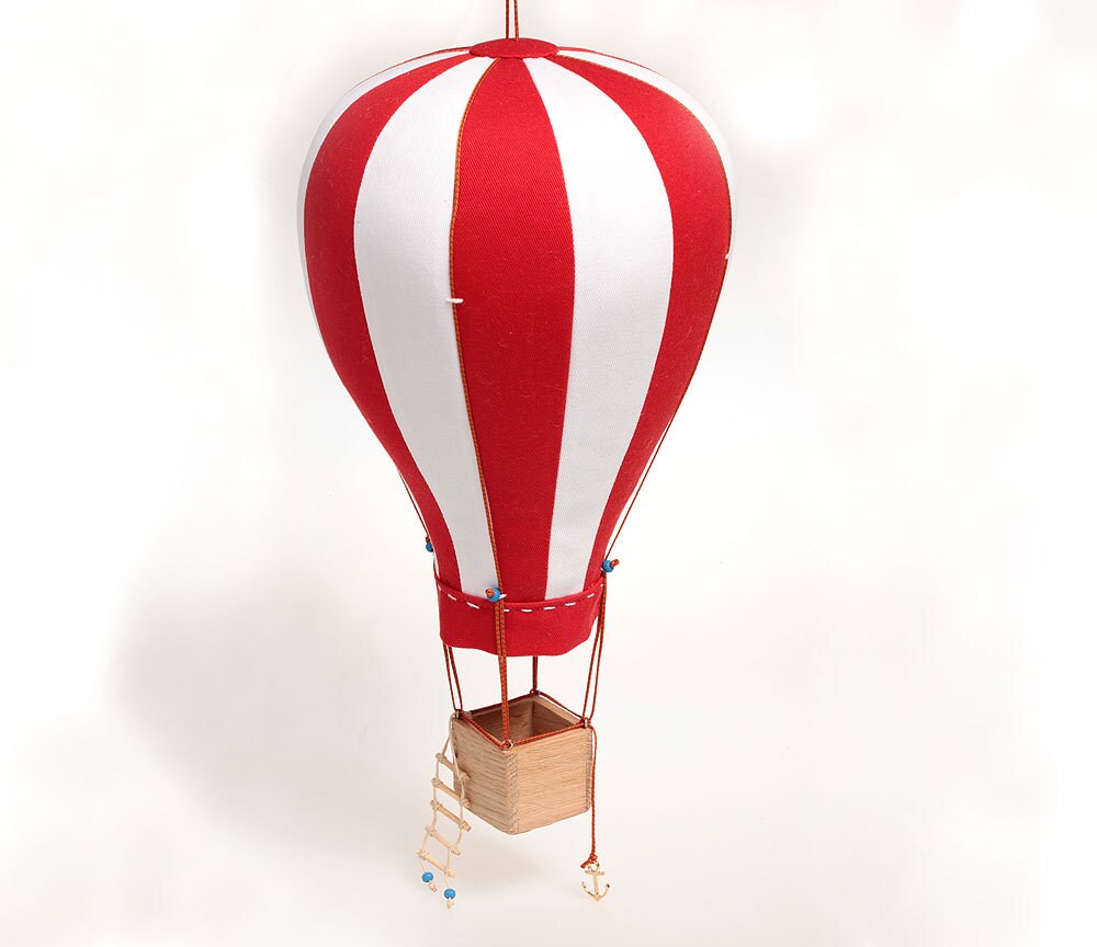 Hot Air Balloon Mobile Fabric Air Balloon Wooden basket