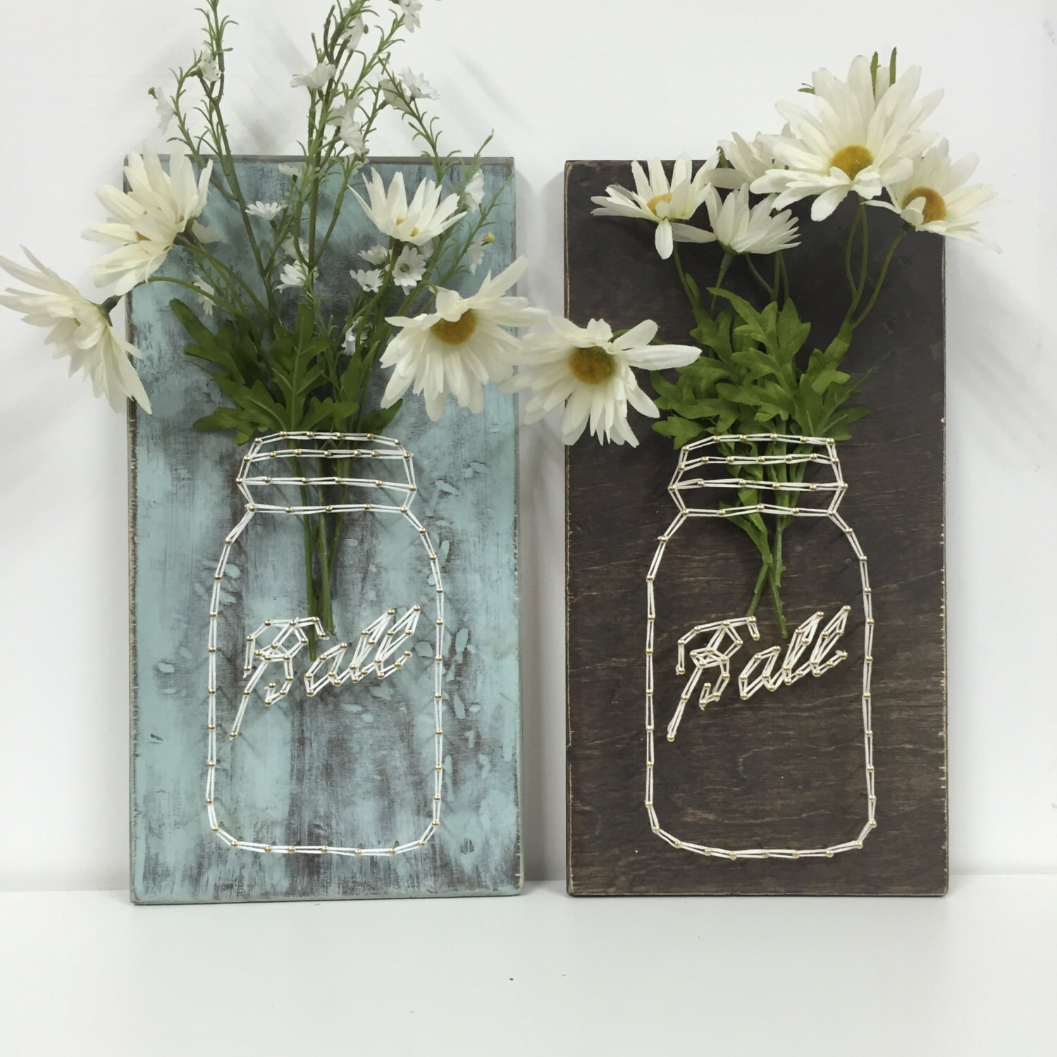 Mason Jar String Art. Rustic Wall Art. Ball by mckennahgraceandco