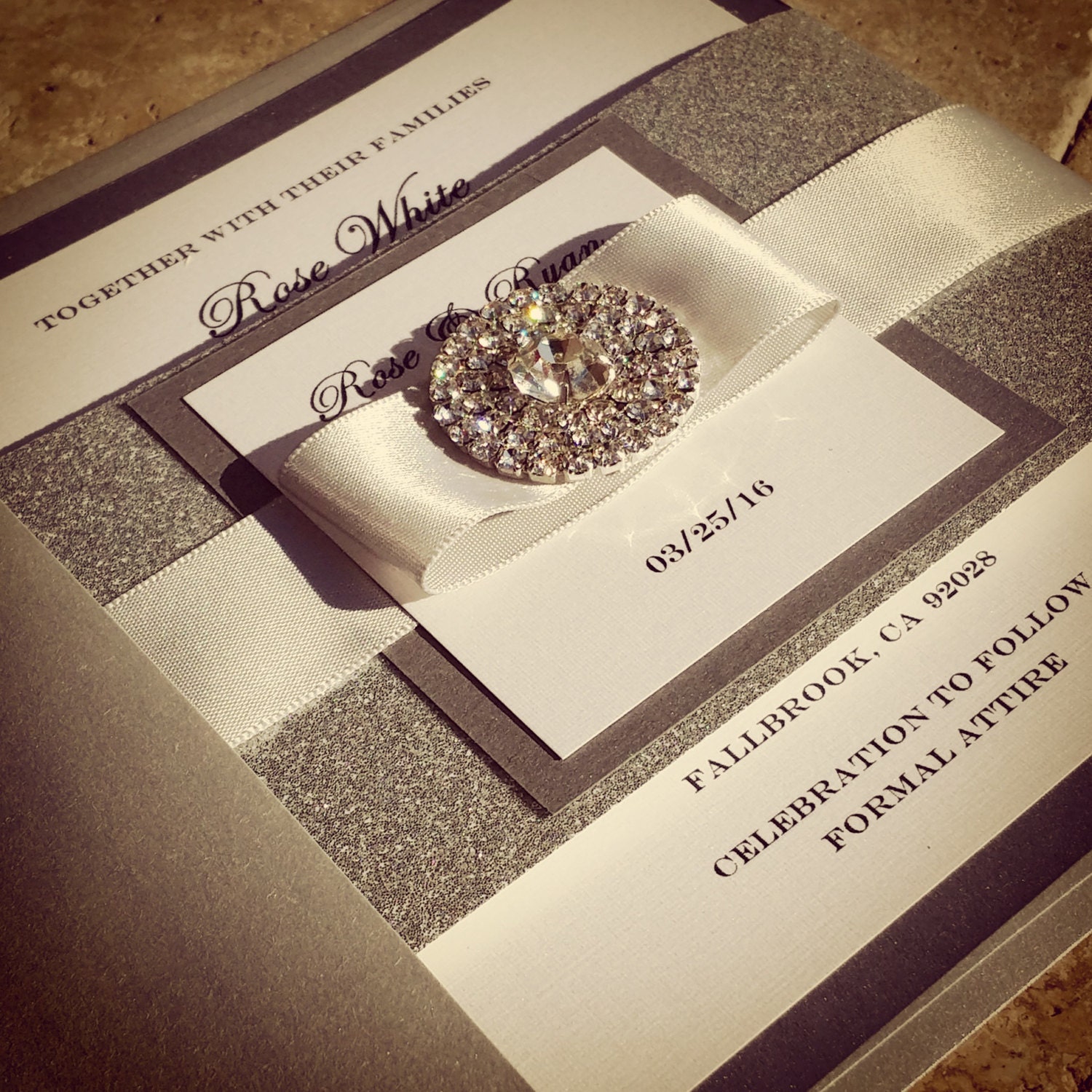 Glamorous Bling Jewel Wedding Invitation. Lovely Monogram.