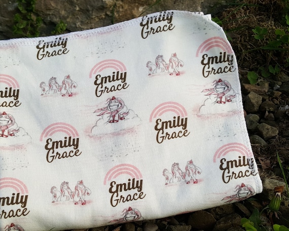 Personalized Unicorn Baby Blanket Organic Baby by