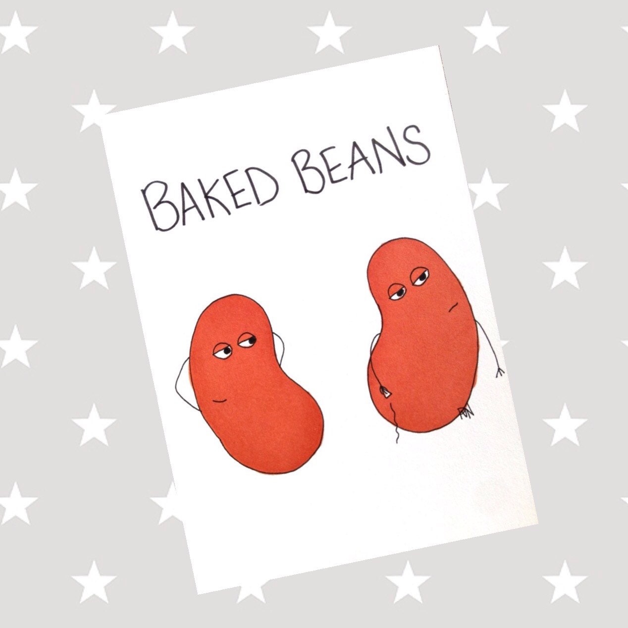 Baked Beans CARD funny cute drugs food chef weed by cartoonsbypun