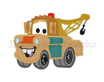Mate tow truck applique machine embroidery design- 3 sizes 4x4", 5x7", 6x10"