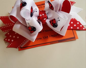 Ladybug Hairbow, Boutique Bows, Monogrammed Boutique Bows