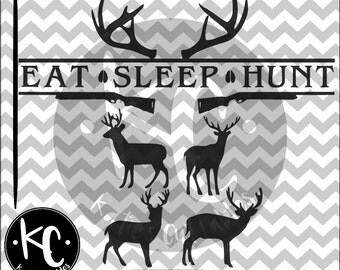 Download Eat Sleep Hunt Rifles Racks Deer Bow Hunting Wall Decal Vinyl