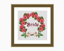 free cross-stitch bridal wedding ring pillow