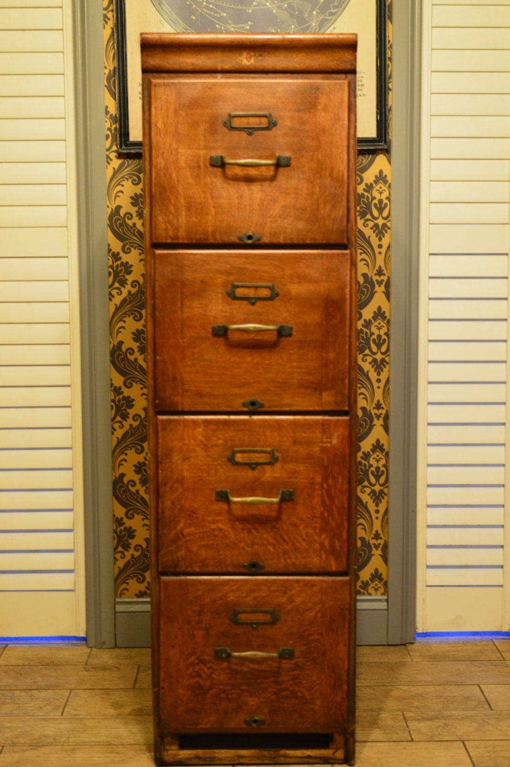 Antique / Vintage Oak Filing Cabinet Kenrick and Jefferson