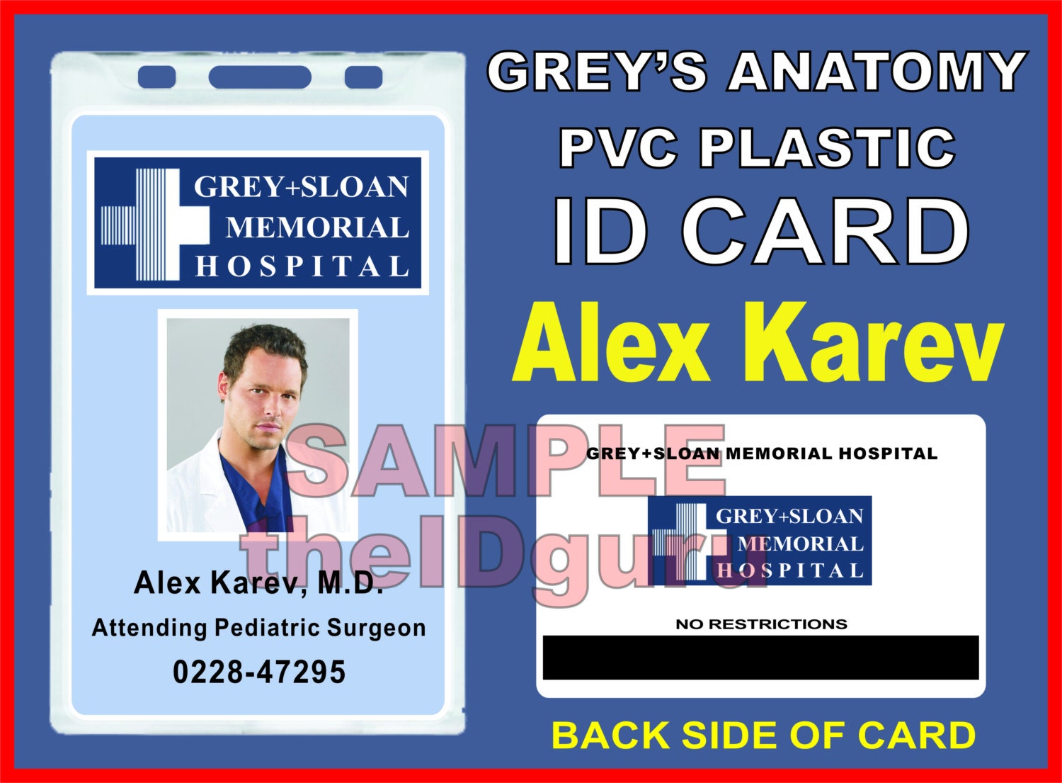 Grey #39 s Anatomy Alex Karev #39 s ID Badge / Card Prop