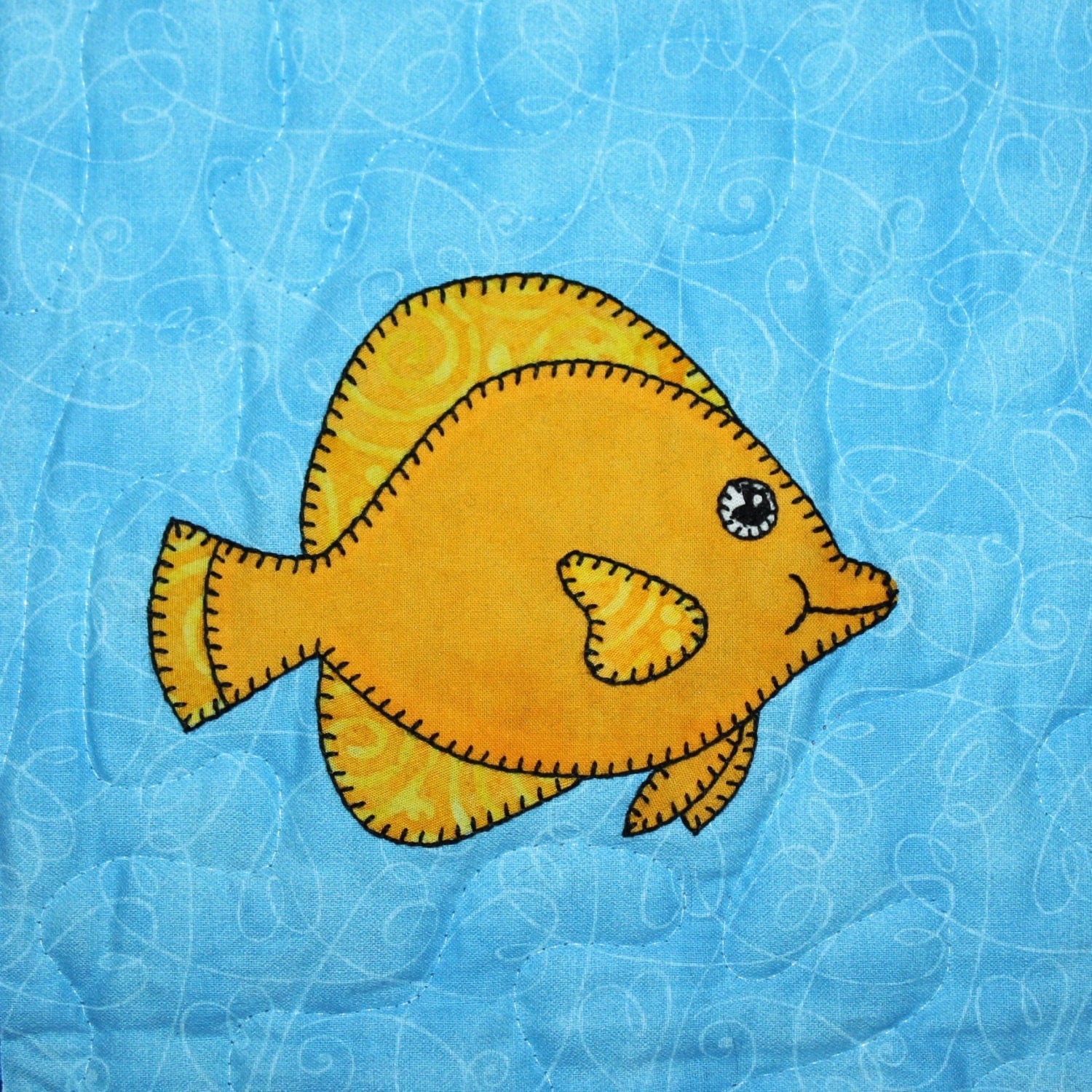 Yellow tang fish PDF applique pattern aquarium fish quilt