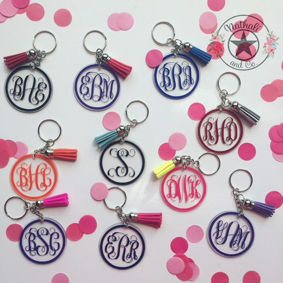 Items similar to 2 inch Monogram Acrylic Keychain w/Tassel on Etsy