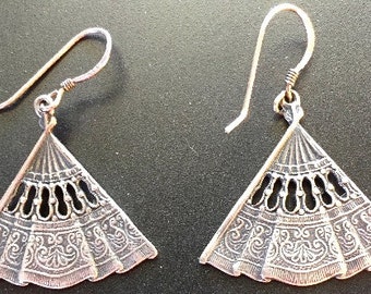 Sterling Earrrings in the Shape of Fans