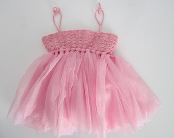 Baby girl tutu dress, 1st anniversary dress, baby girl crochet dress, pink girl dresses, anniversary outfit, crochet baby dress, little girl