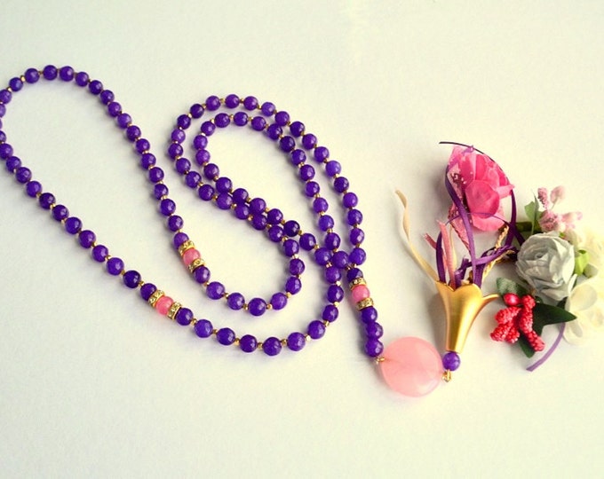Islamic tabeh necklace / islamic beads/ flower rosary/ gift rosary/ tasbah gift/ muslim masbaha/ gemstone subhah/ islamic mala/ turkish doa