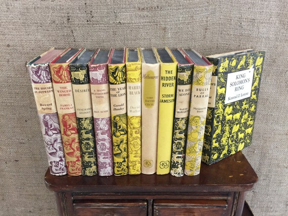 1950s Vintage Book Collection for Photo Props - Book Stack for Home Decor and Display - Interior Design Stack of Vintage Books - RS Books