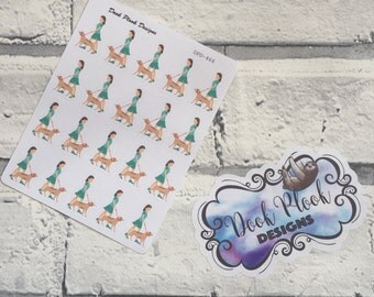 Dog walking stickers for Erin Condren, Plum Paper, Filofax, Kikki K (DPD466)