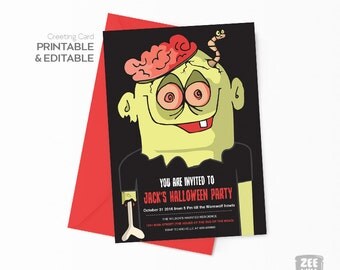 Zombie birthday card | Etsy