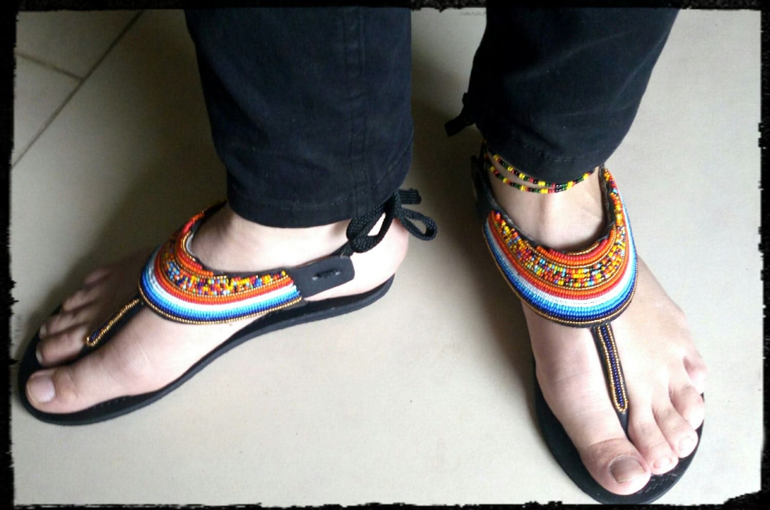Maasai sandals Beaded sandals Leather Sandals Kenyan