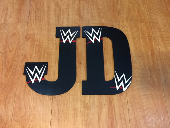 WWE logo hand painted letters by LittleABCfactory on Etsy