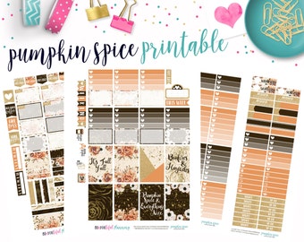 Pumpkin Spice | Weekly Printable Planner Kit | Planner Stickers | Cut Lines | for use with Happy Planner | Planner Stickers Printables