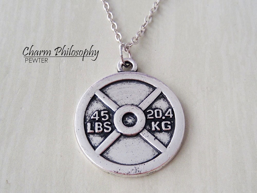 Weight Plate Necklace Fitness Jewelry 45 lbs / 20.4 KG