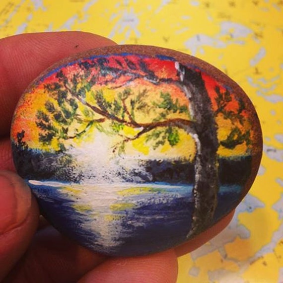 Hand Painted Sunset Rock