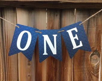 High Chair banner, One banner, blue high chair, 1st Birthday, blue birthday high chair, blue birthday