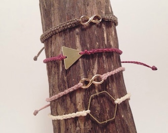 Pretty delicate bracelets with different shapes and colors, Infinity hexagon, triangle, tiny bracelet, a 10 -