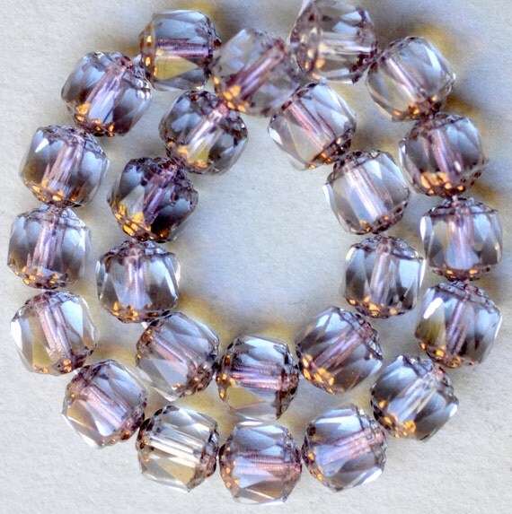 6mm or 8mm Diamond Cut Window Glass Beads with by BeadRhapsody