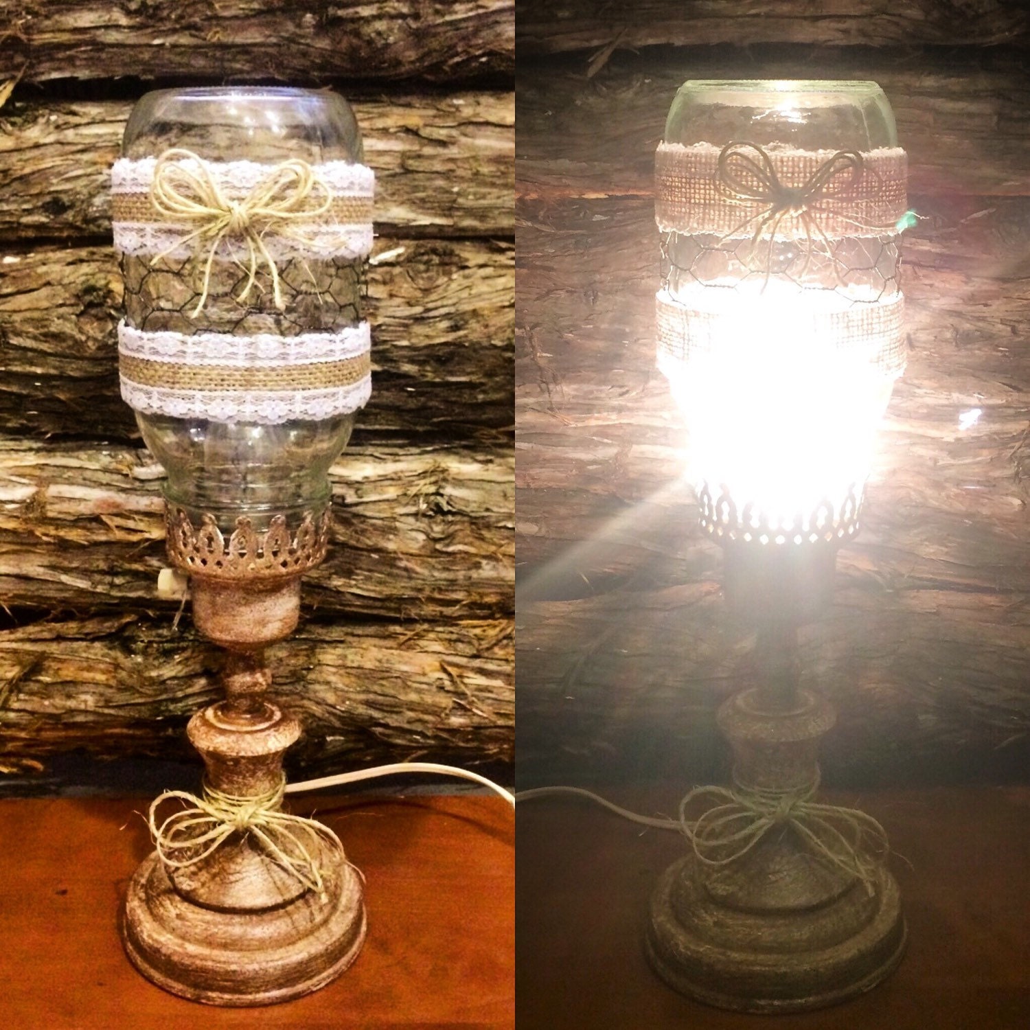 Mason Jar Lamp Rustic Mason Jar Light Mason Jar Table Lamp