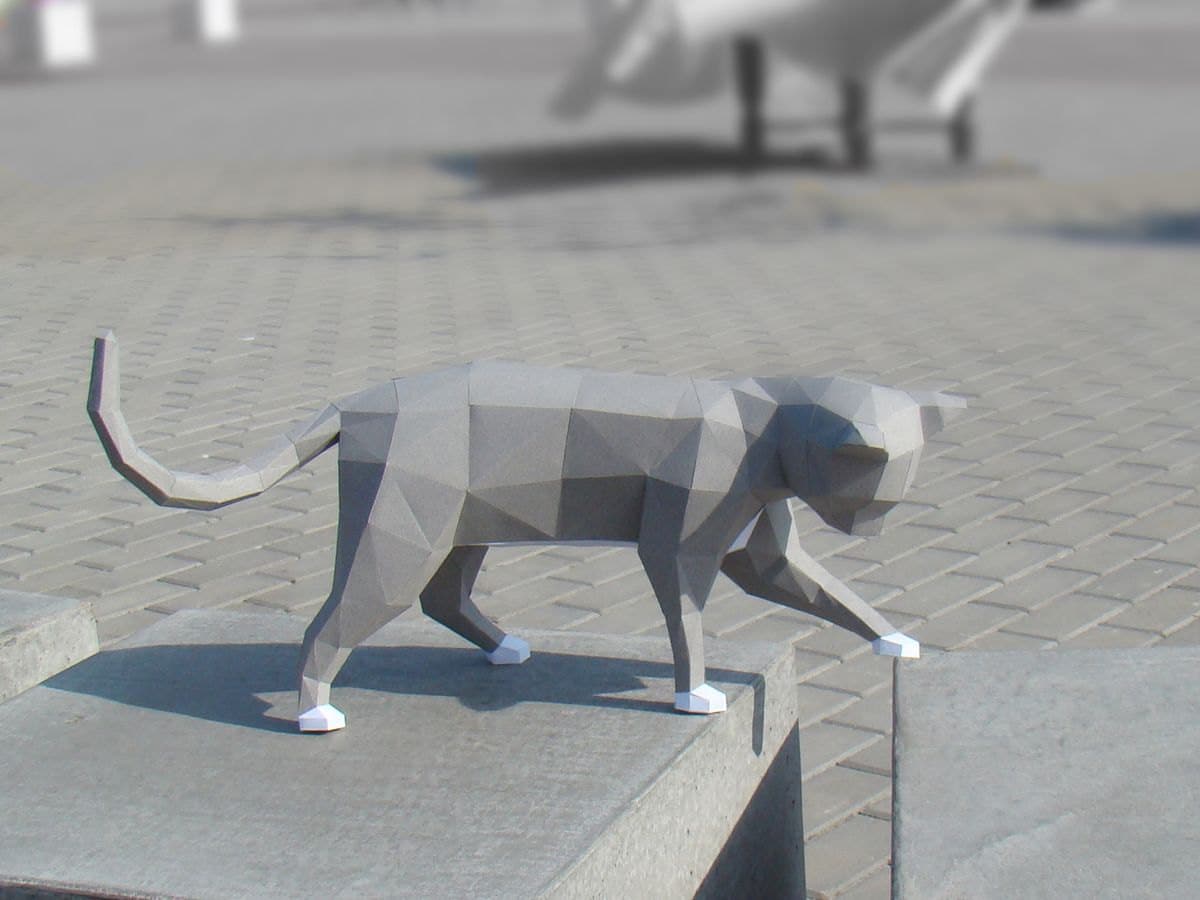  Low  poly  Curious Cat  model  printable DIY PDF papercraft