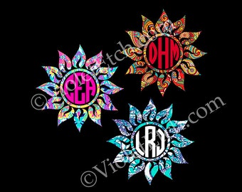 Circle Monogram-Yeti Decal-Cup Decal-Circle Monogram Decal-Lilly Inspired-Sun Monogram-Window Decal-Custom Decal-Laptop Decal