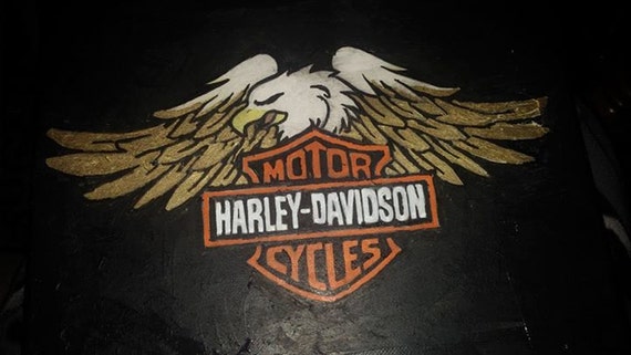 Hand Painted Harley Davidson Fathers Day By Badorabletreasures