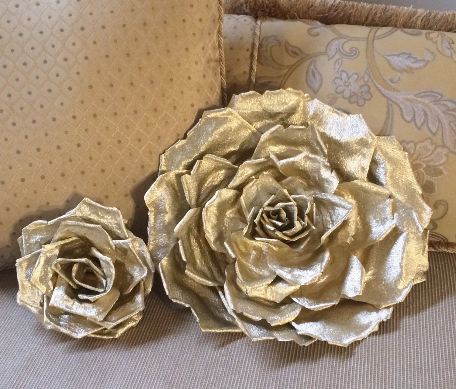 Large Gold Crepe Paper Flower Elegant Premium Italian Crepe