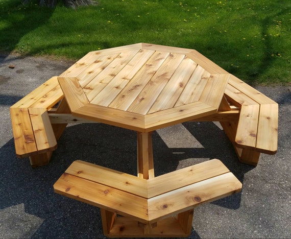 Cedar Octagon Picnic Table by MotorCityWoodshop on Etsy